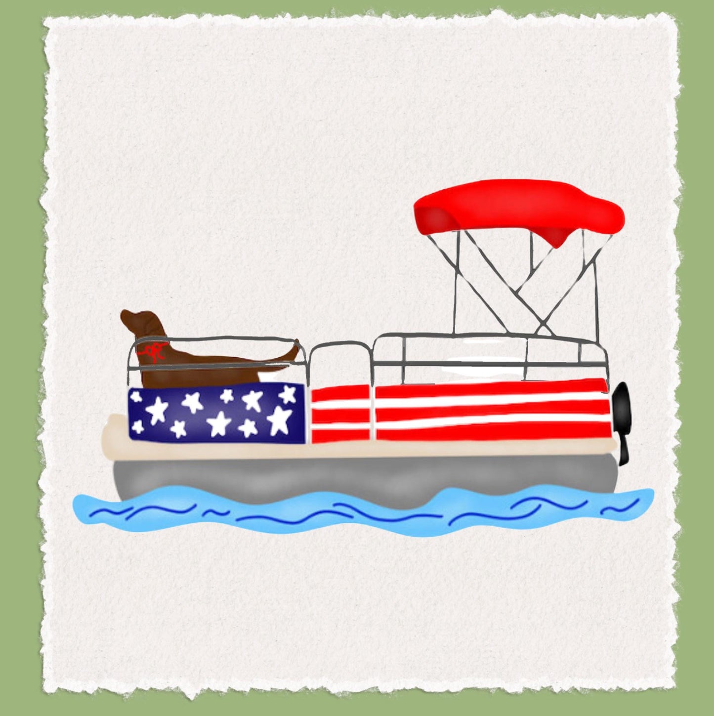 Patriotic Pontoon Boat Tea Towel: Red, White & Blue 4th of July Decor