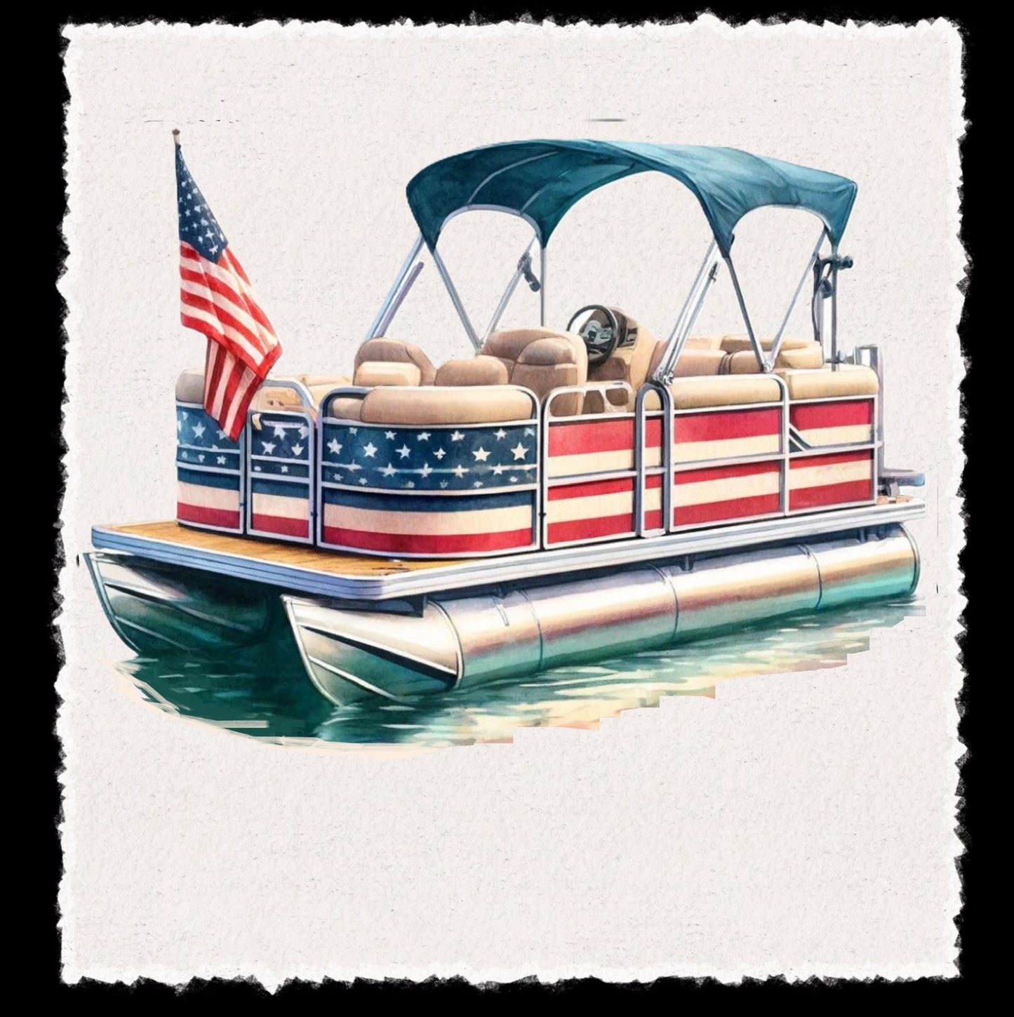 Personalized Patriotic Pontoon Boat Tea Towel : American Decor