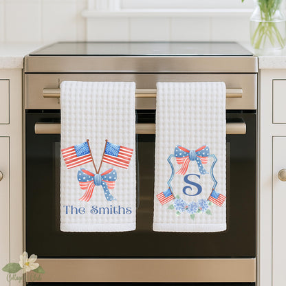 Patriotic Tea Towel Collection: American Flag Decor, Custom Kitchen Gift