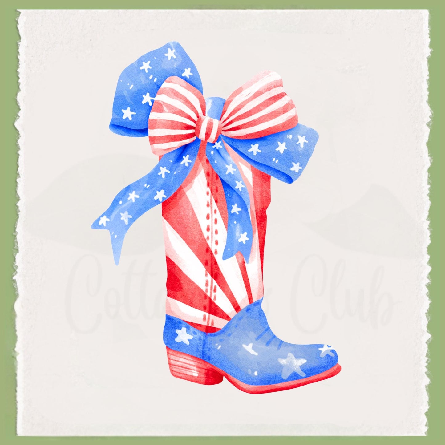 Patriotic Country Boot Tea Towel: American Flag Independence Day Decor
