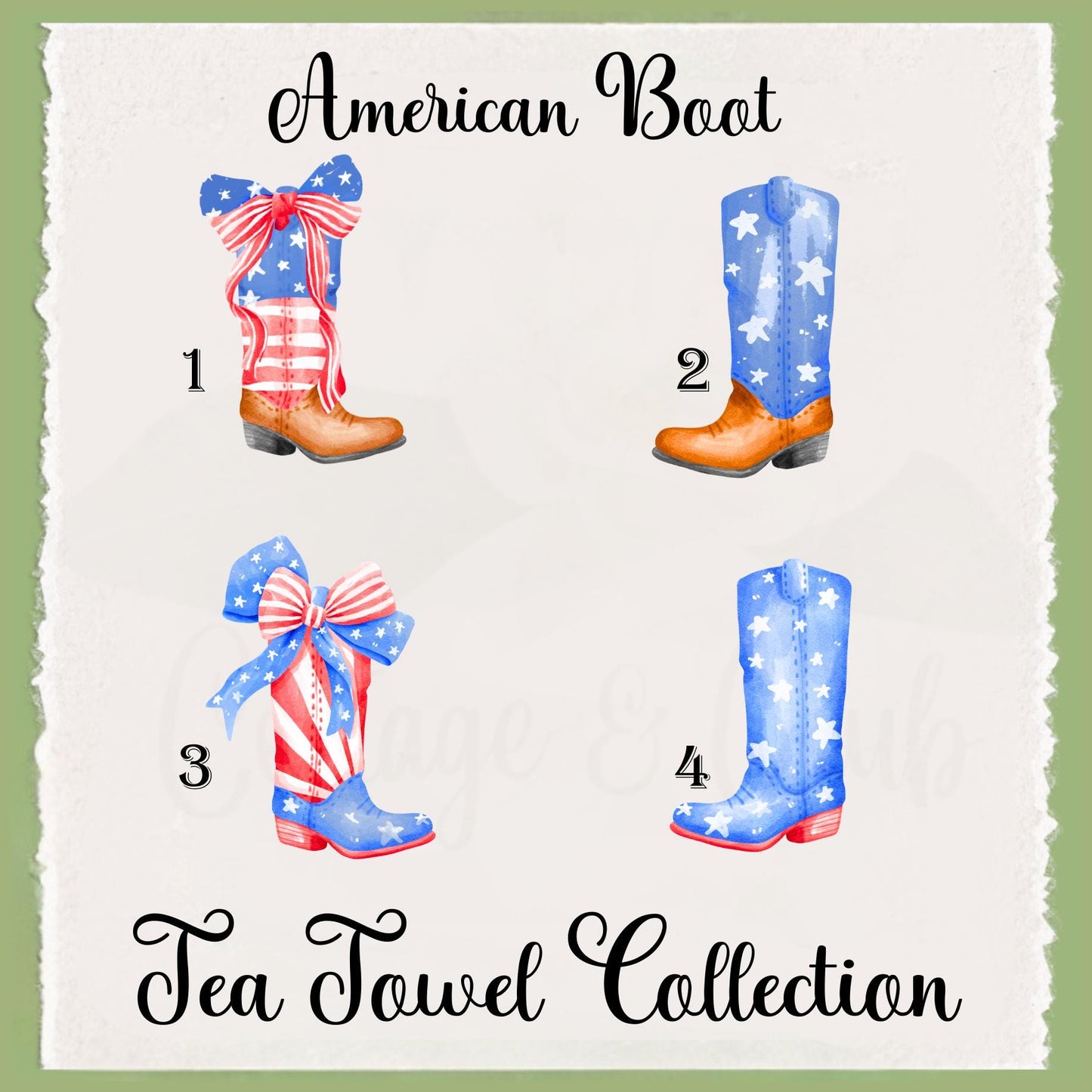 Patriotic Country Boot Tea Towel: American Flag Independence Day Decor