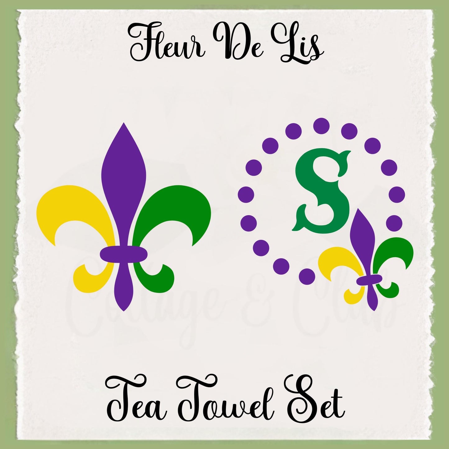 Fleur De Lis Tea Towel Set - Louisiana Heritage State Symbol - Mardi Gras - New Orleans
