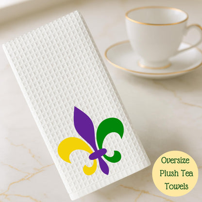 Fleur De Lis Tea Towel Set - Louisiana Heritage State Symbol - Mardi Gras - New Orleans