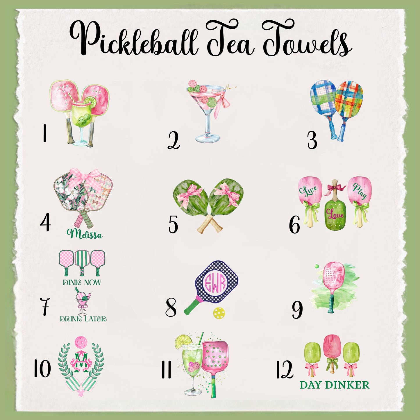 Personalized Pickleball Waffle Weave Tea Towel: Custom Monogram Kitchen Decor