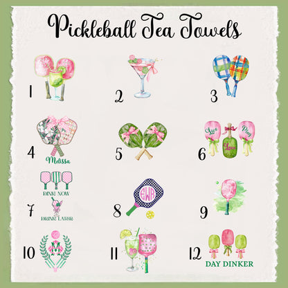 Personalized Pickleball Waffle Weave Tea Towel: Custom Monogram Kitchen Decor