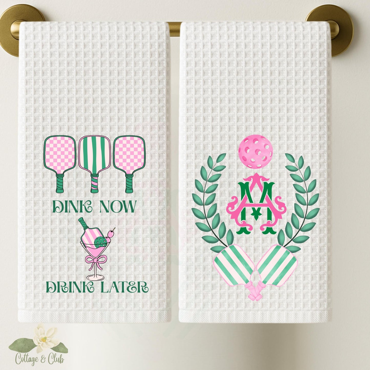 Personalized Pickleball Waffle Weave Tea Towel