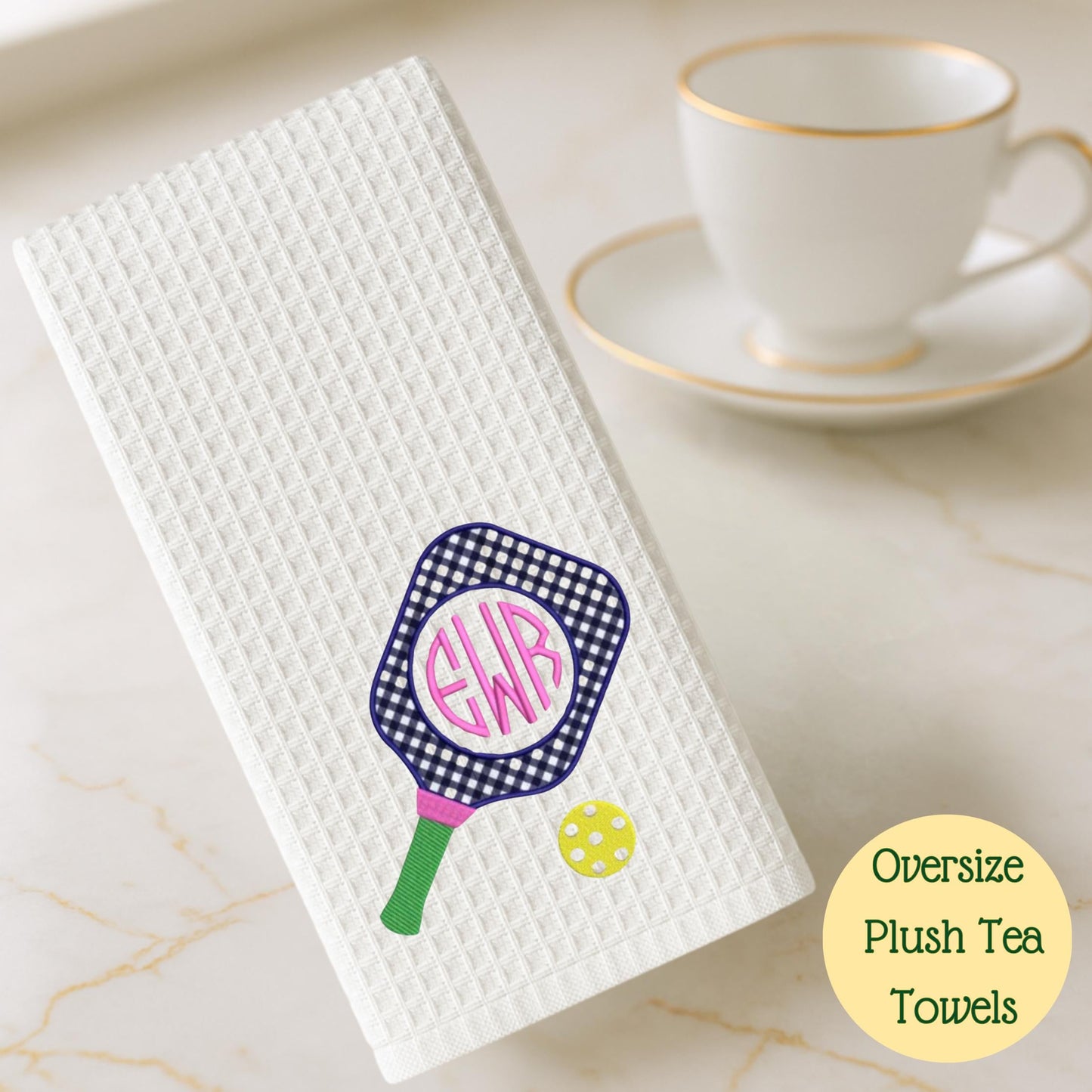 Personalized Pickleball Waffle Weave Tea Towel