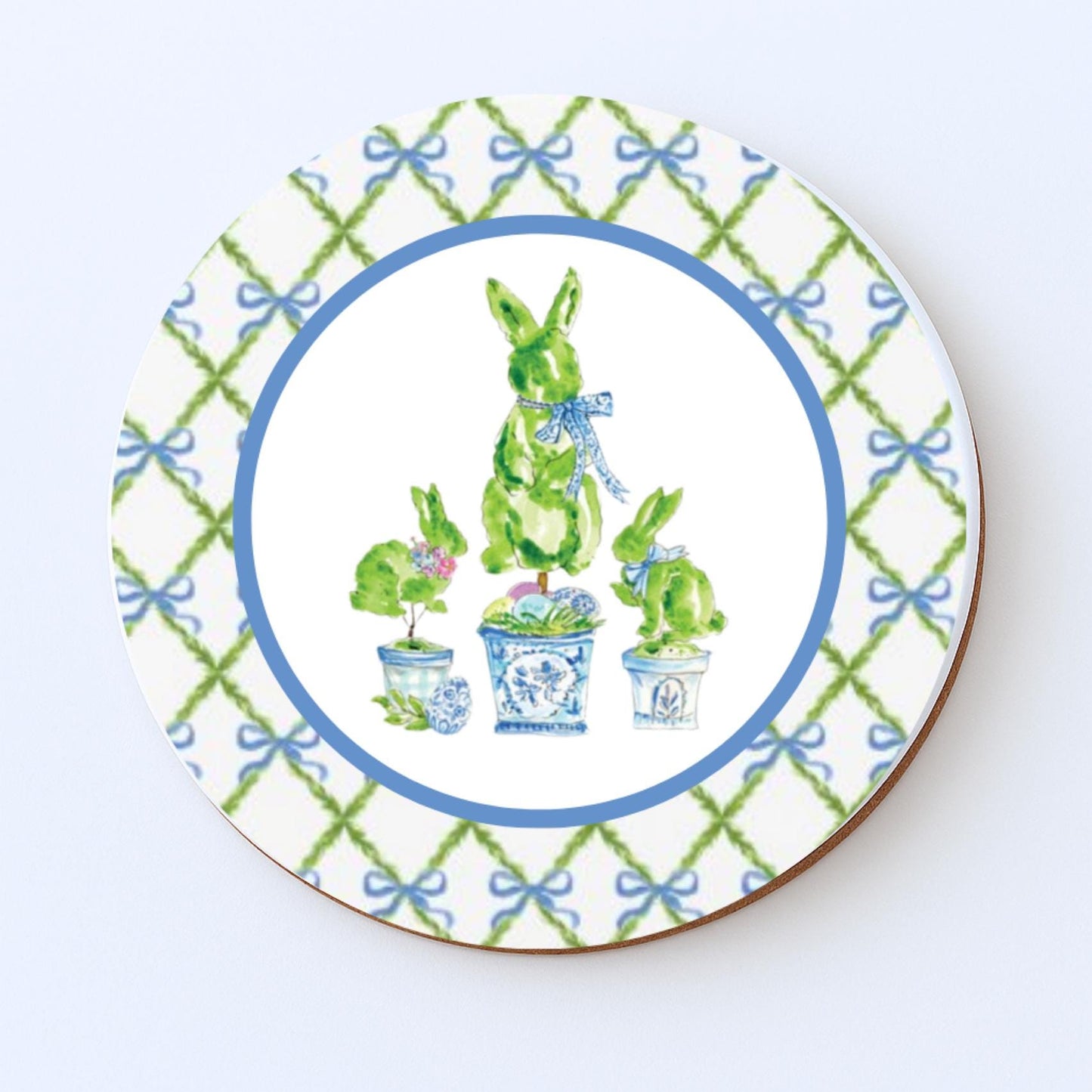 Monogrammed Chinoiserie Coasters: Preppy Blue & White Ceramic Drink Coasters