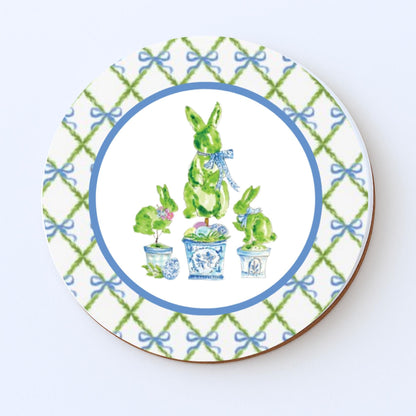 Monogrammed Chinoiserie Coasters: Preppy Blue & White Ceramic Drink Coasters