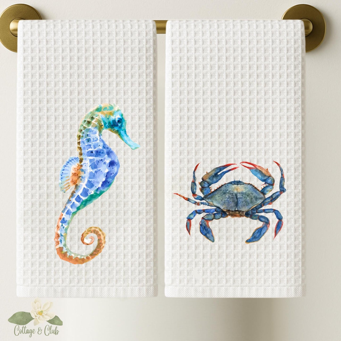 Coastal Crab & Sea Horse Tea Towel Collection