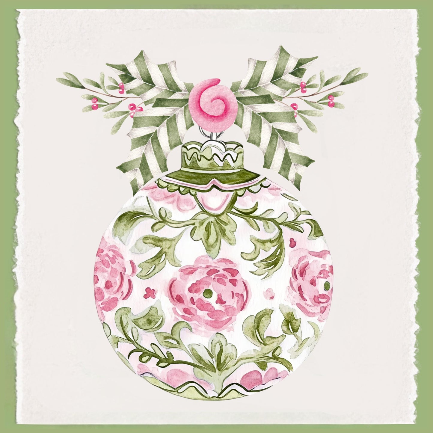 Personalized Pink & Green Christmas Tree Tea Towel