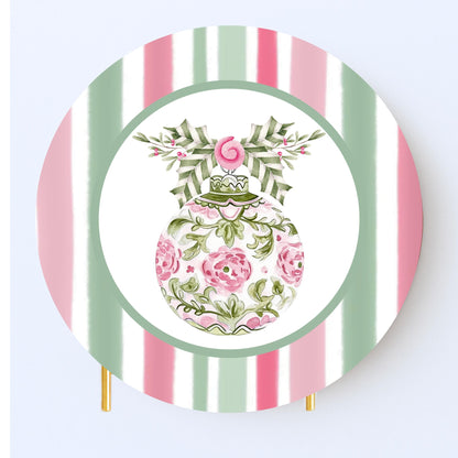 Christmas Coaster Custom Monogram Pink and Green Drink Coasters