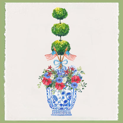 Custom Patriotic Chinoiserie Tea Towel: 4th of July Kitchen Decor