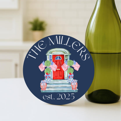 Personalized Chinoiserie Tea Towel: Monogrammed Independence Day Kitchen Decor