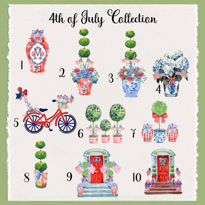 Personalized Chinoiserie Tea Towel: Monogrammed Independence Day Kitchen Decor