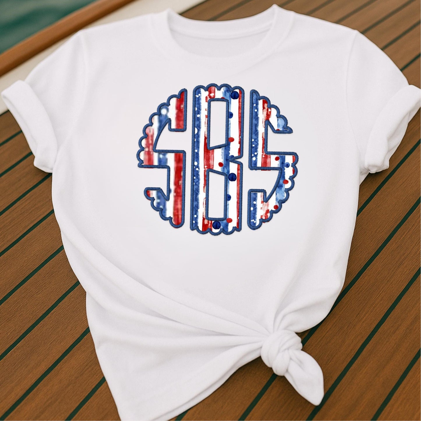 Monogrammed T- Shirt / Patriotic Independence Day / Preppy Monogram Shirt/ Initials Shirt/ Personalized Shirt/ Custom Gift for her / America