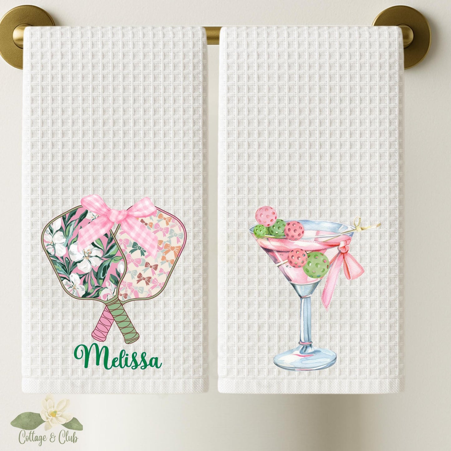 Personalized Pickleball Waffle Weave Tea Towel