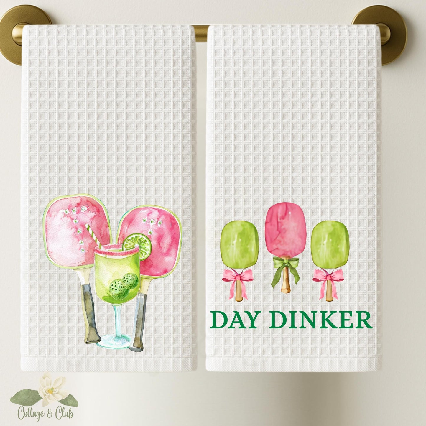 Personalized Pickleball Waffle Weave Tea Towel: Custom Monogram Kitchen Decor