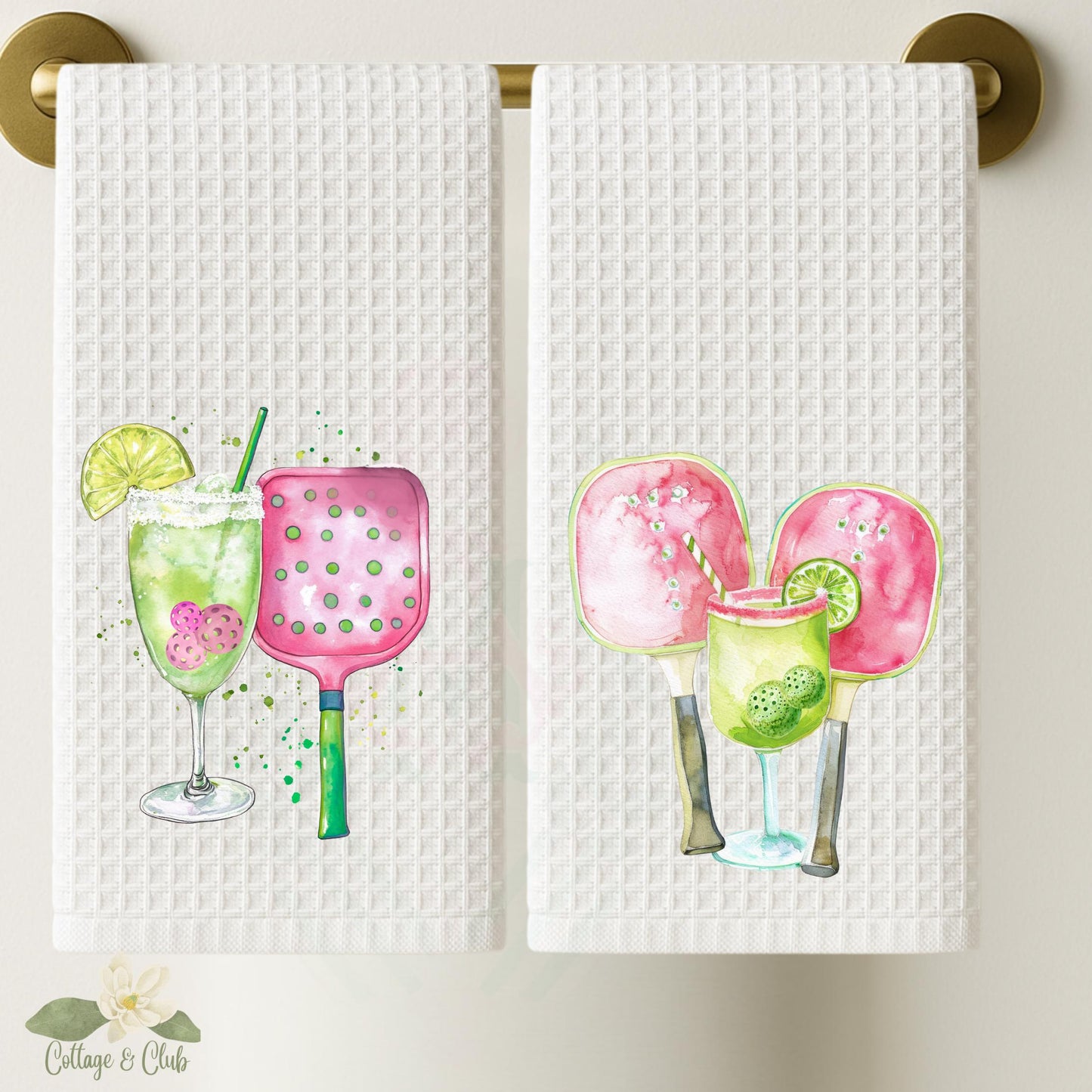 Personalized Pickleball Waffle Weave Tea Towel