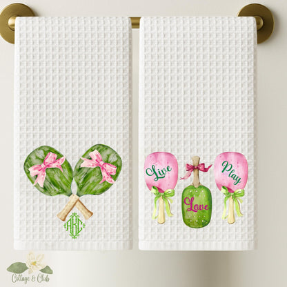 Personalized Pickleball Waffle Weave Tea Towel