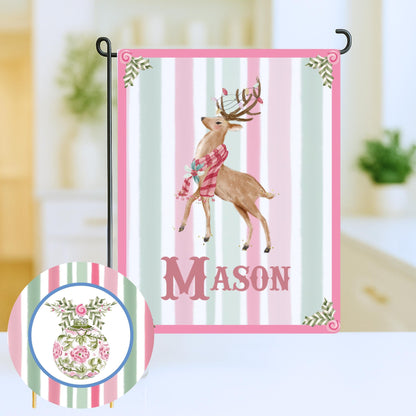 Christmas Coaster Custom Monogram Pink and Green Drink Coasters