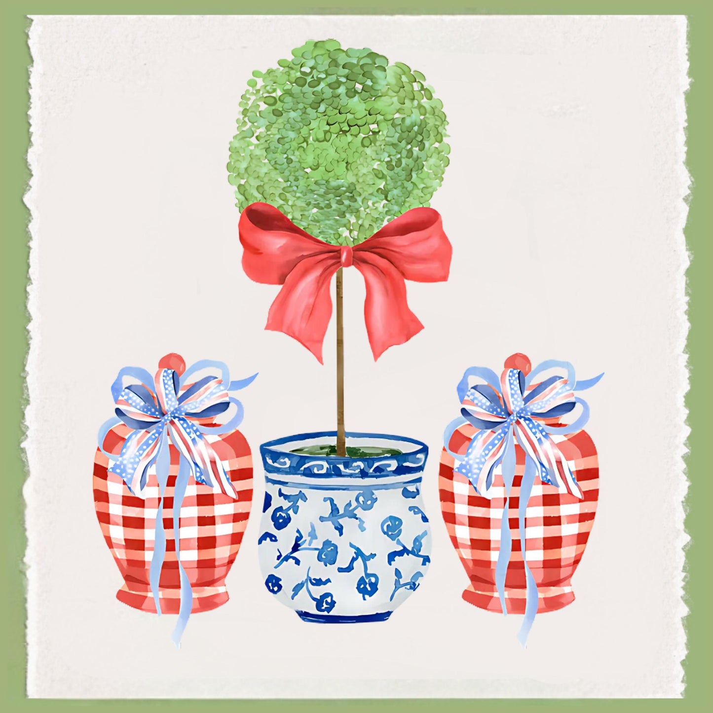 Custom Patriotic Chinoiserie Tea Towel: 4th of July Kitchen Decor