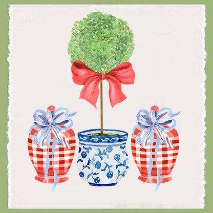 Personalized Chinoiserie Tea Towel: Monogrammed Independence Day Kitchen Decor