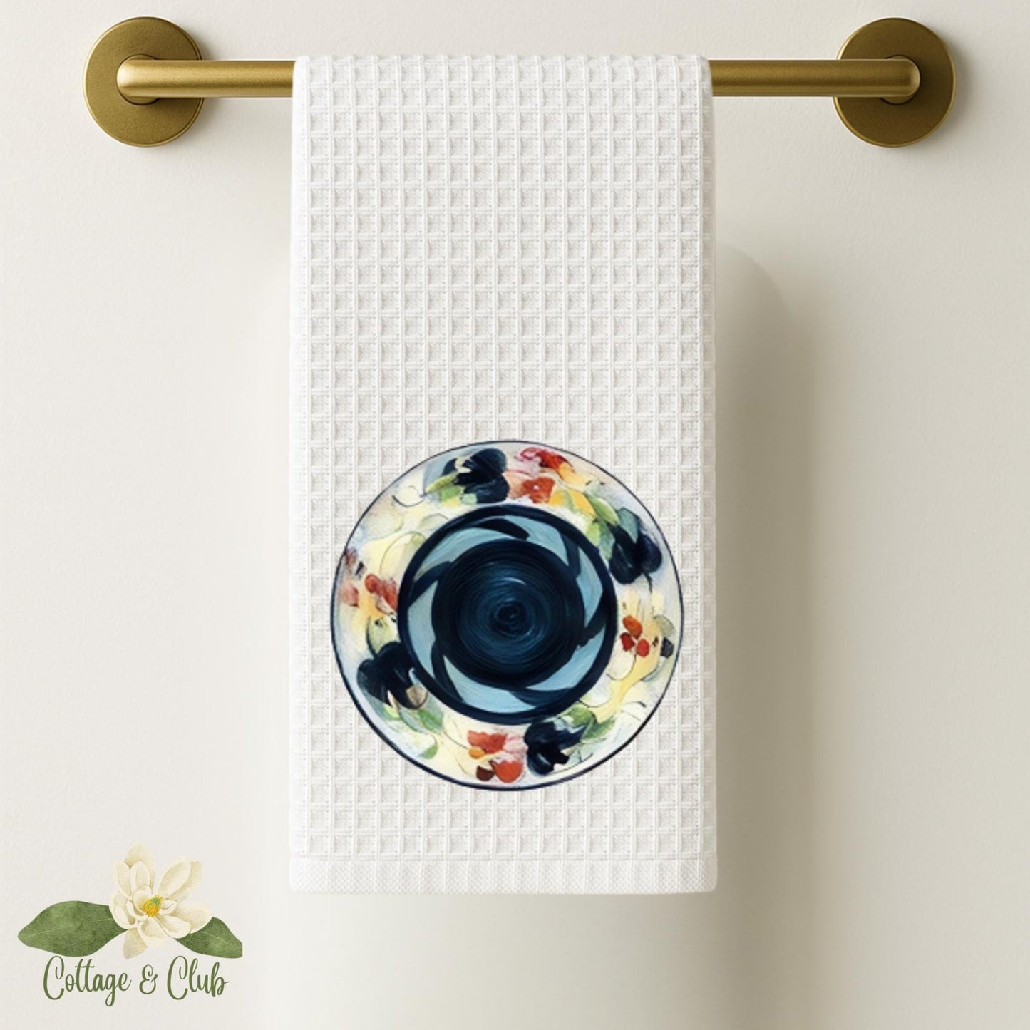 Grapevine Trivet Tea Towel: Southern Pottery Inspired Watercolor Design