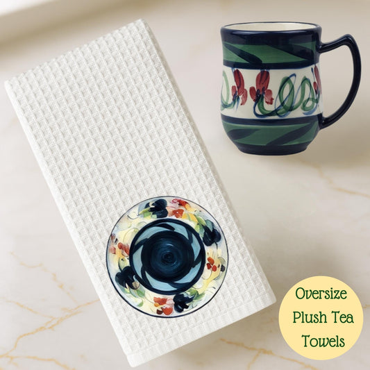 Grapevine Trivet Tea Towel: Southern Pottery Inspired Watercolor Design