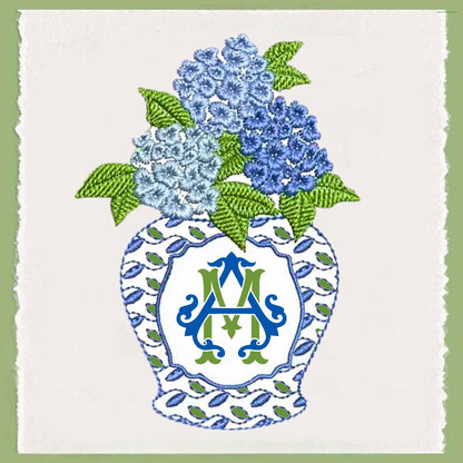 Blue and White Ginger Jar Coastal Waffle Tea Towels, Set of 2