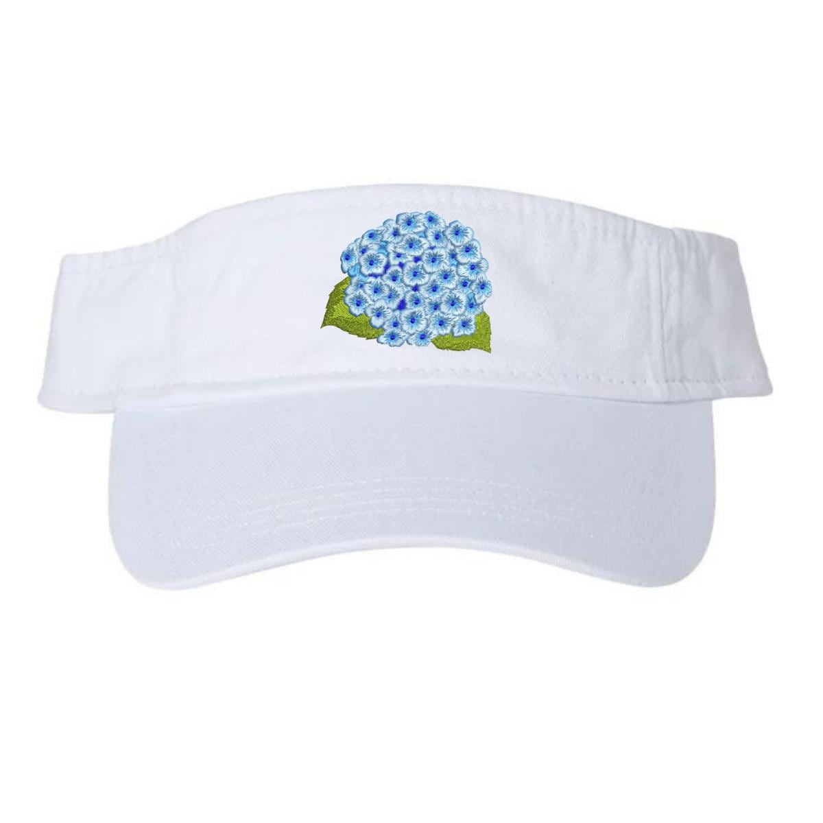 Embroidered Hydrangea Cap or Visor