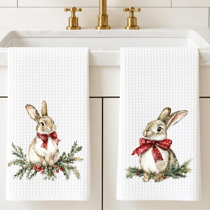 Christmas Bunny Tea Towel