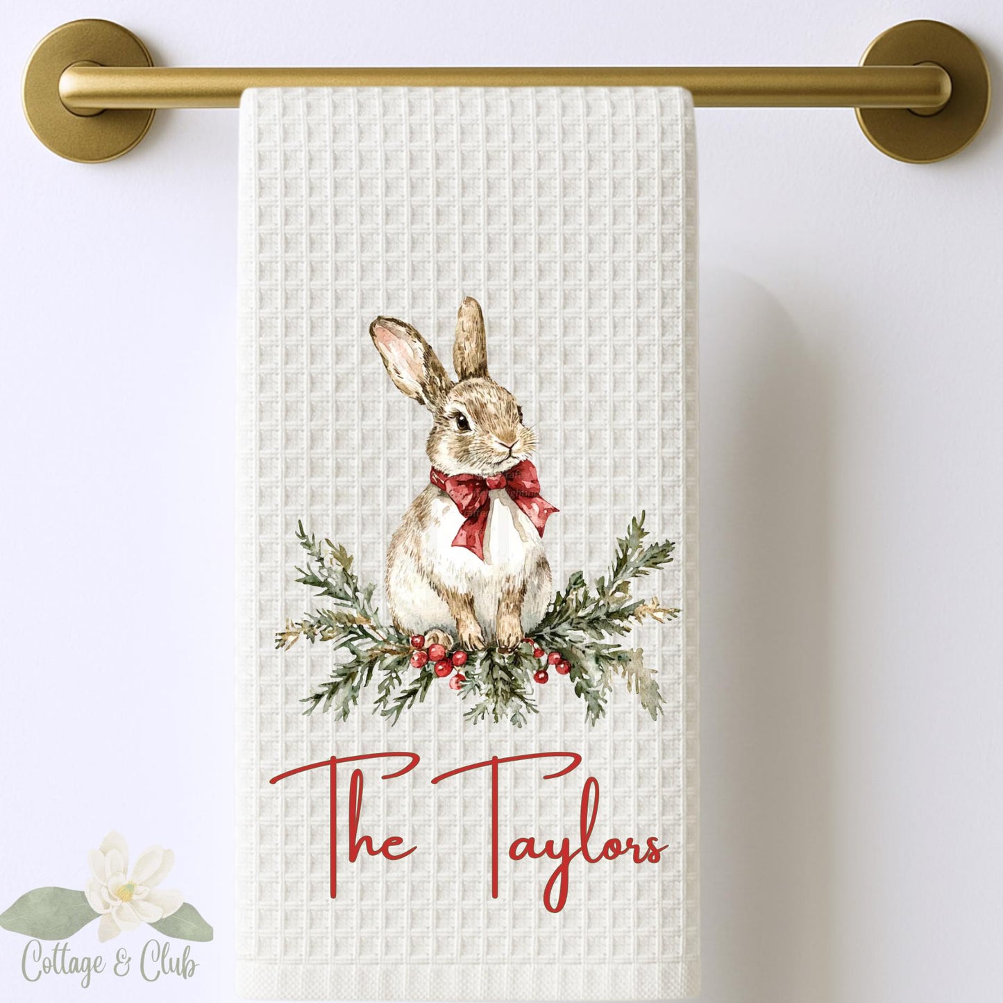 Christmas Bunny Tea Towel