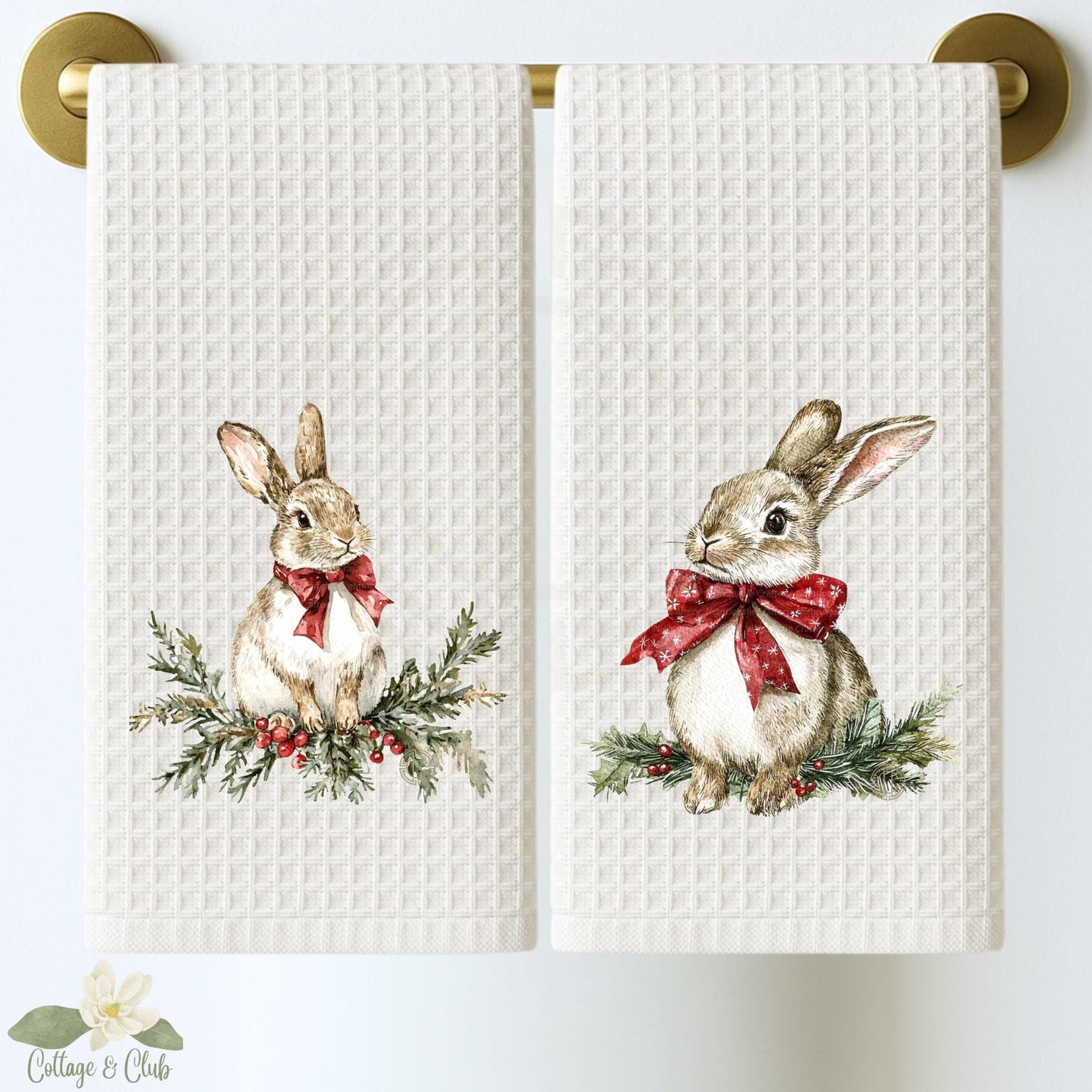 Christmas Bunny Tea Towel
