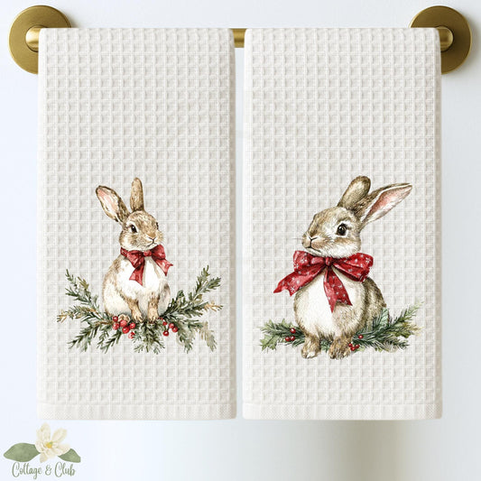 Christmas Bunny Tea Towel