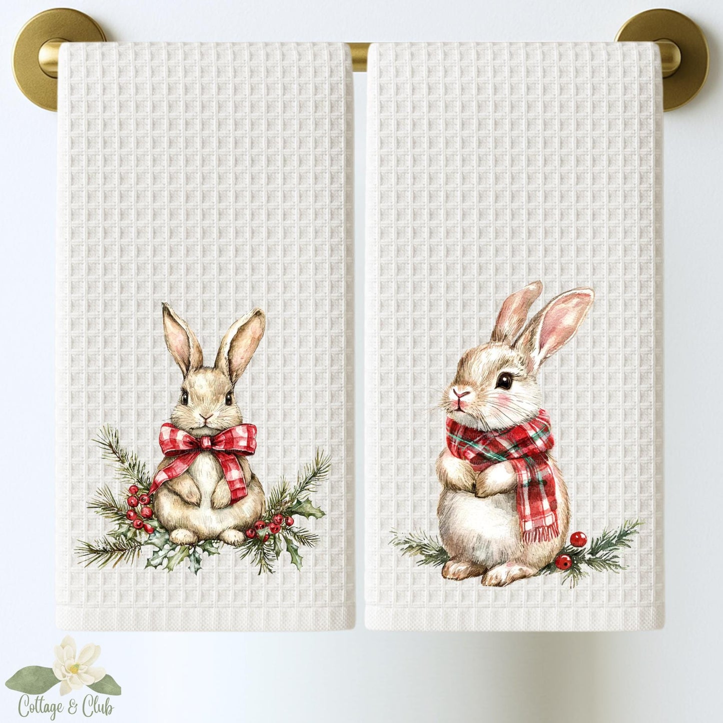 Personalized Rabbit Christmas Kitchen Towel