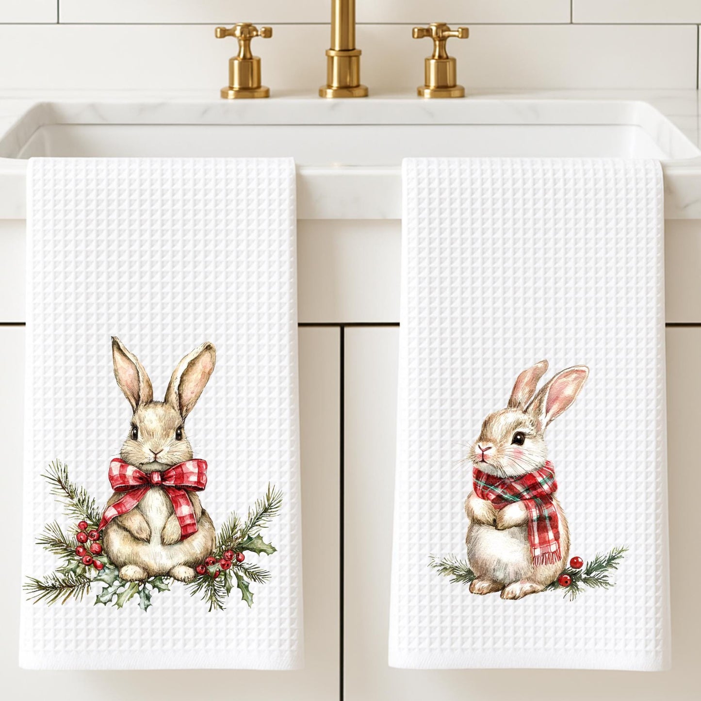 Personalized Rabbit Christmas Kitchen Towel