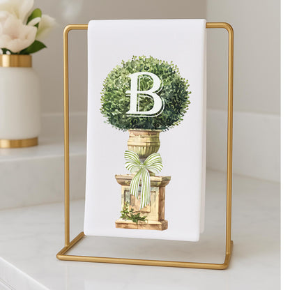 Monogram Boxwood Topiary Tea Towel