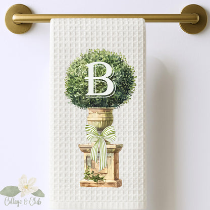 Monogram Boxwood Topiary Tea Towel