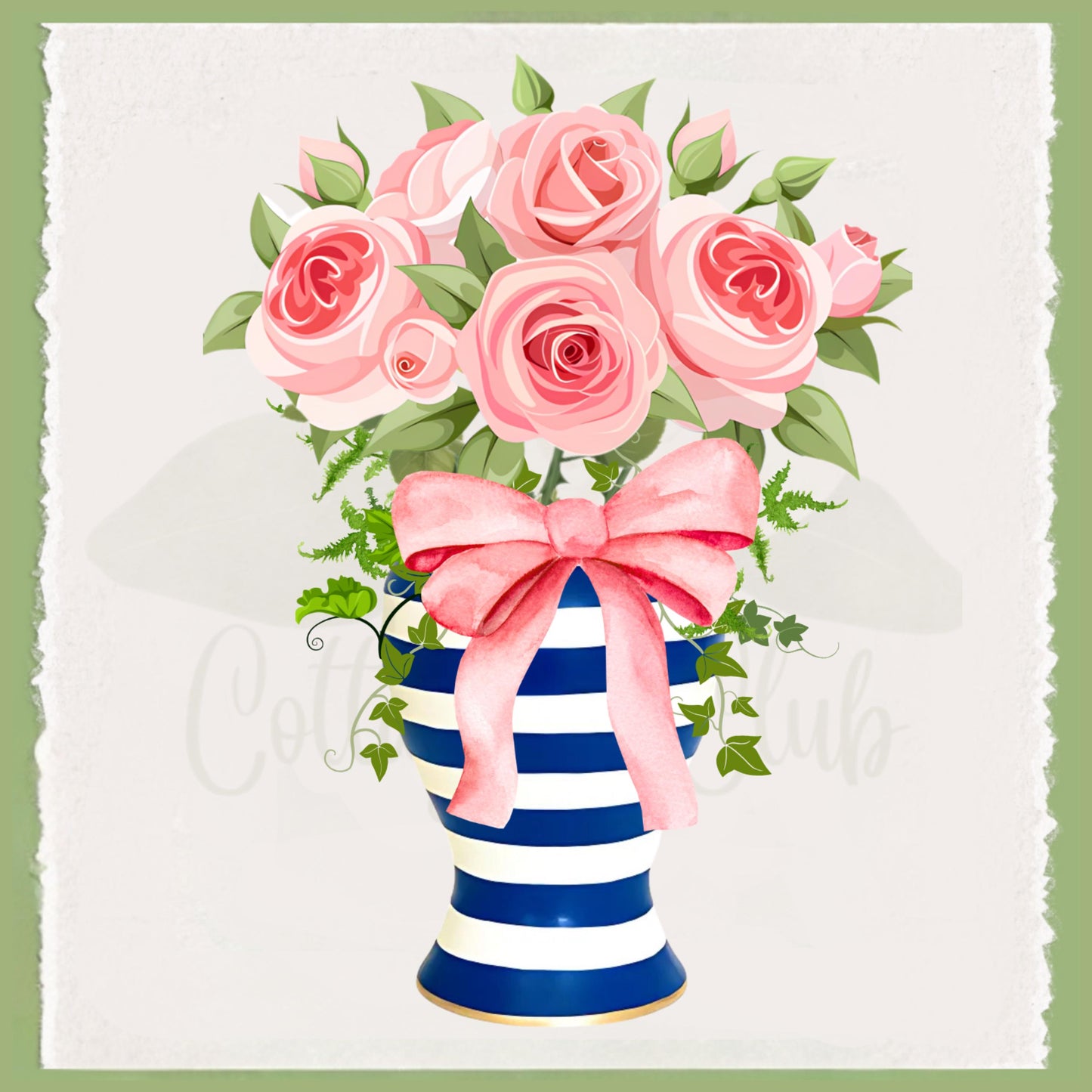 Blue & Pink Floral Ginger Jar Tea Towels