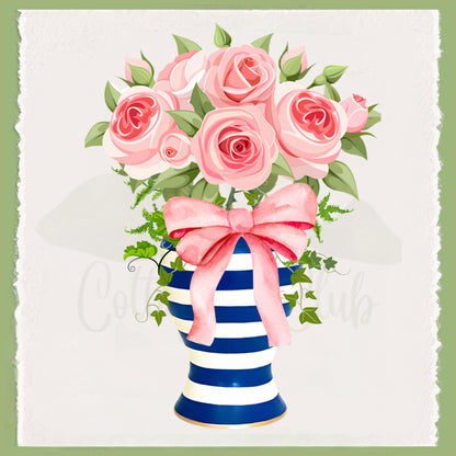 Blue & Pink Floral Ginger Jar Tea Towels