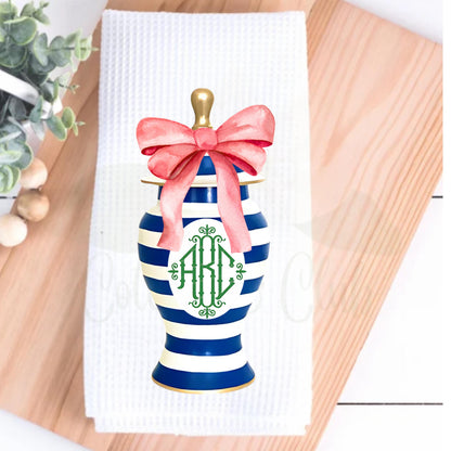 Blue & Pink Floral Ginger Jar Tea Towels