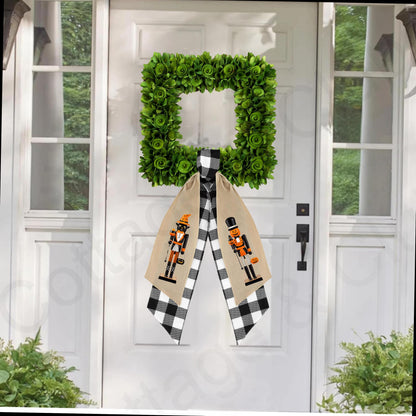 Halloween Pumpkin Cat Nutcracker Wreath Sash: Fall Door Decor