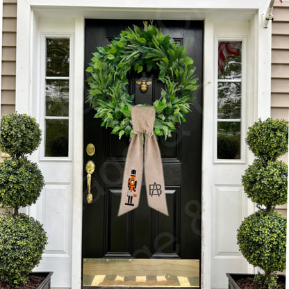 Halloween Pumpkin Cat Nutcracker Wreath Sash: Fall Front Door Decor