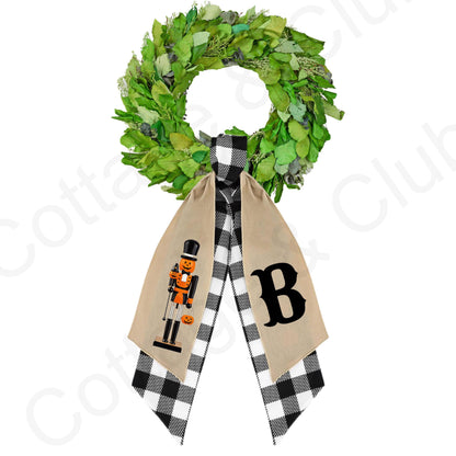Halloween Pumpkin Cat Nutcracker Wreath Sash: Fall Front Door Decor