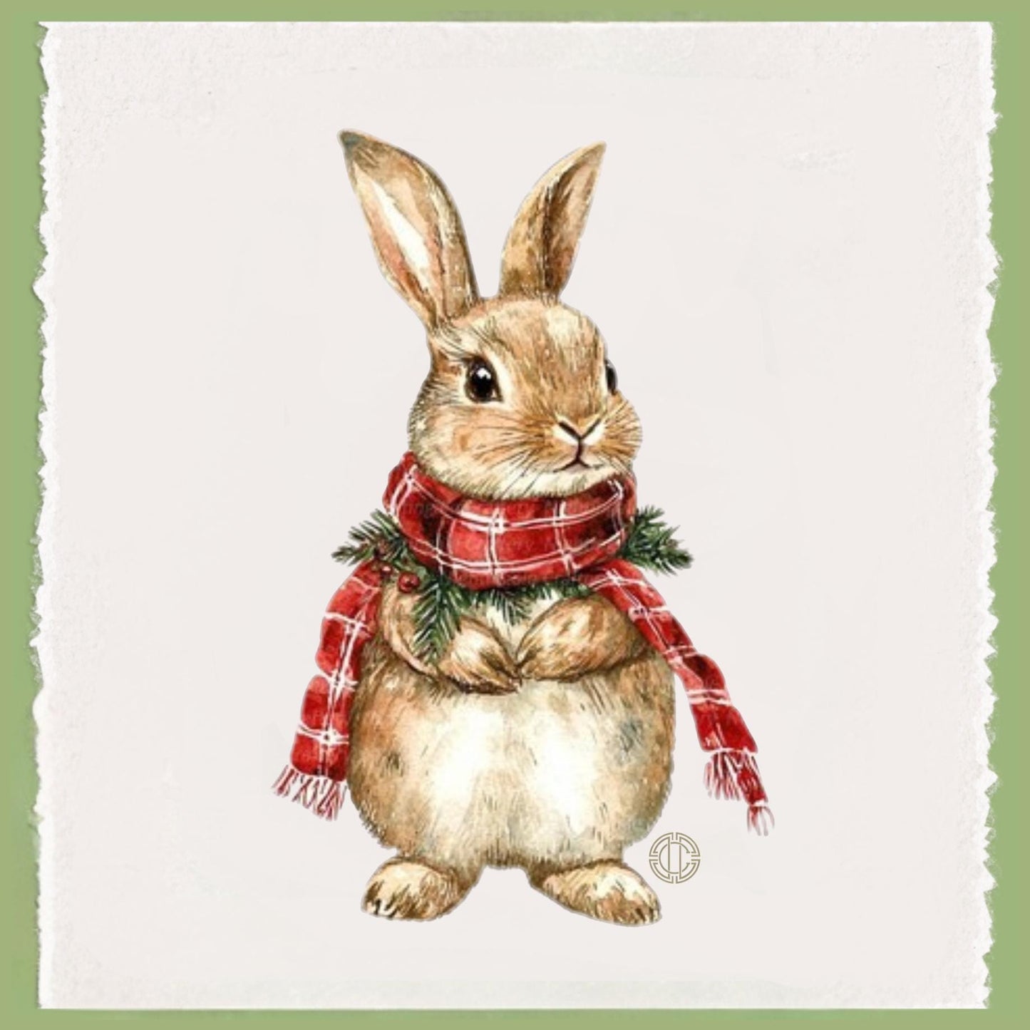 Personalized Rabbit Christmas Kitchen Towel: Preppy Holiday Decor