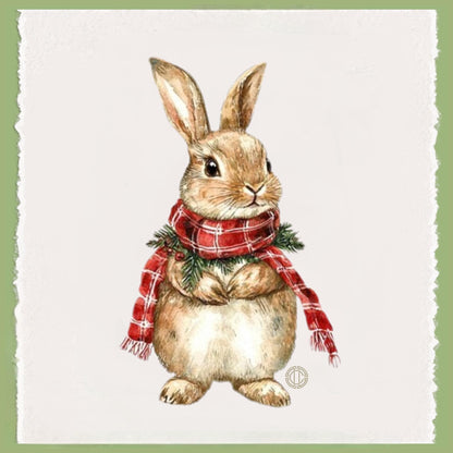 Personalized Rabbit Christmas Kitchen Towel: Preppy Holiday Decor