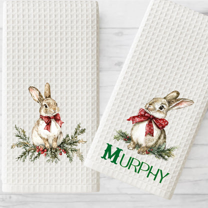 Christmas Bunny Tea Towel