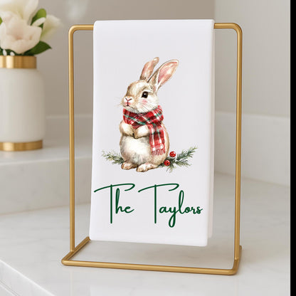 Personalized Rabbit Christmas Kitchen Towel