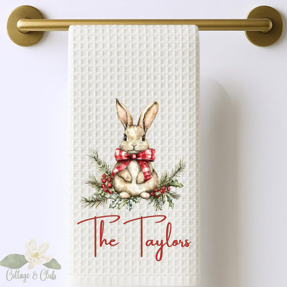 Personalized Rabbit Christmas Kitchen Towel